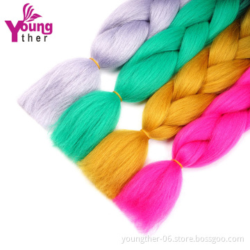 Wholesale Synthetic Hair Extension High Quality Ombre Braiding Hair Rawbow Material Jumbo Braid Synthetic Braiding Hair